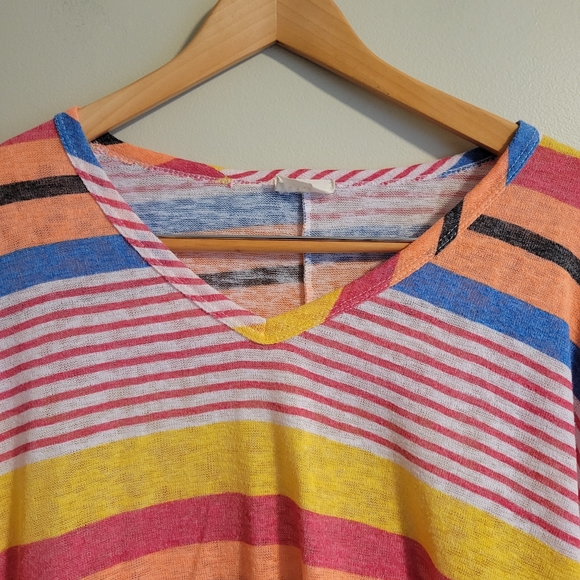Multi Color Striped V Neck Sweater - Picture 2 of 9